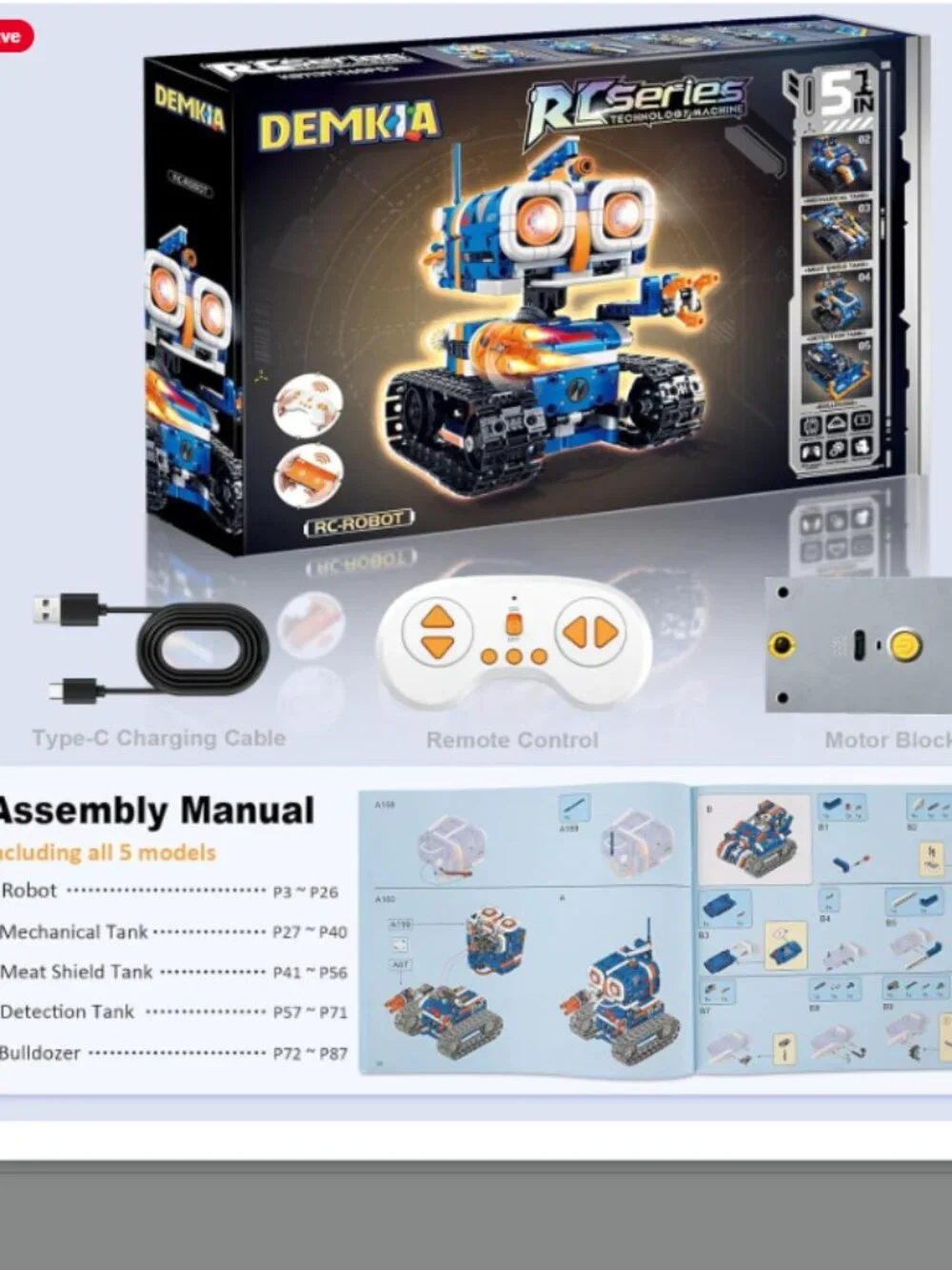 Demkia 5in1 STEM Robot Building Kit, 560 PCS APP/Remote Control Mech RC Robotics
